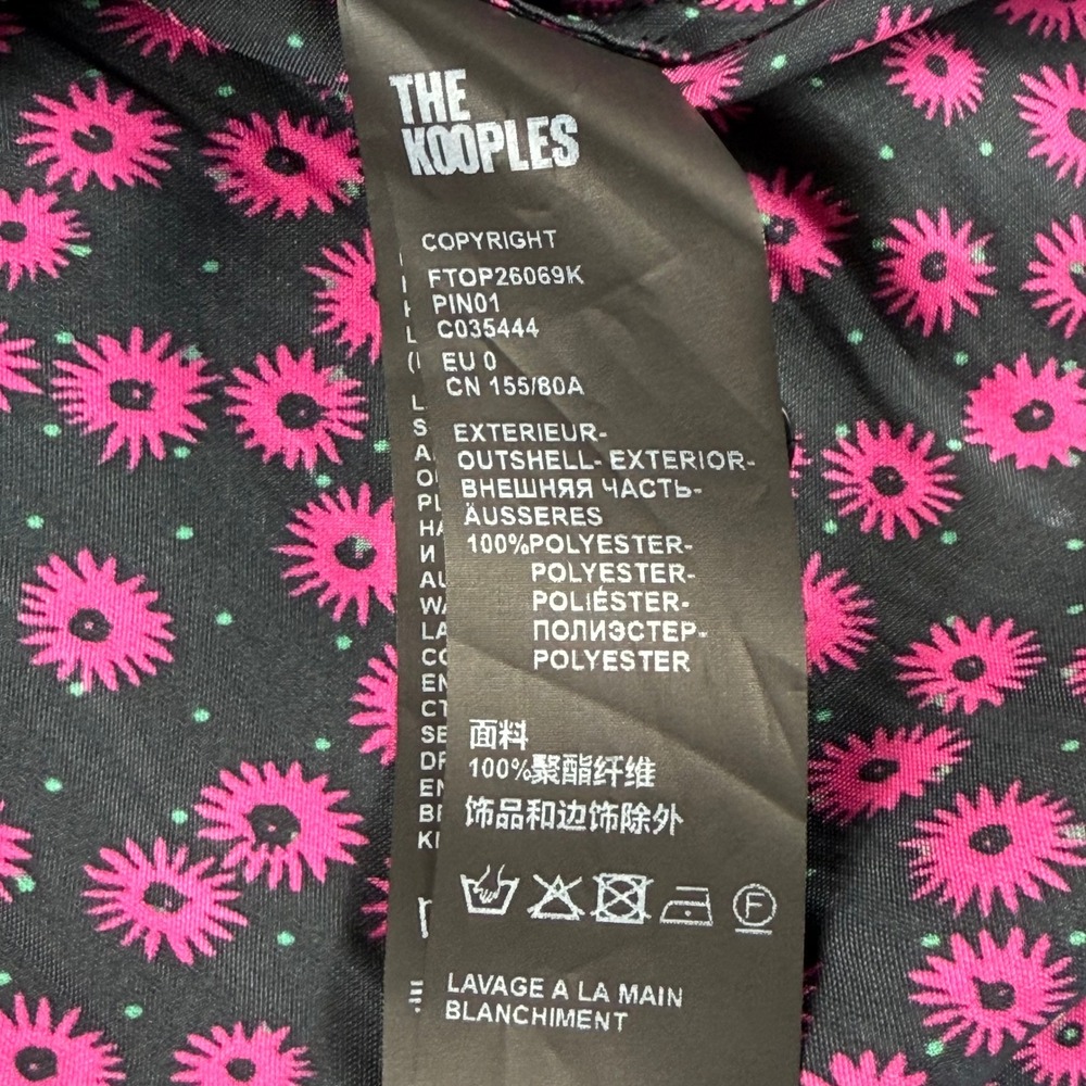 The Kooples Daisy Dots Peplum V-Neck Long Sleeve Blouse Top Black Pink Size L - Picture 4 of 8